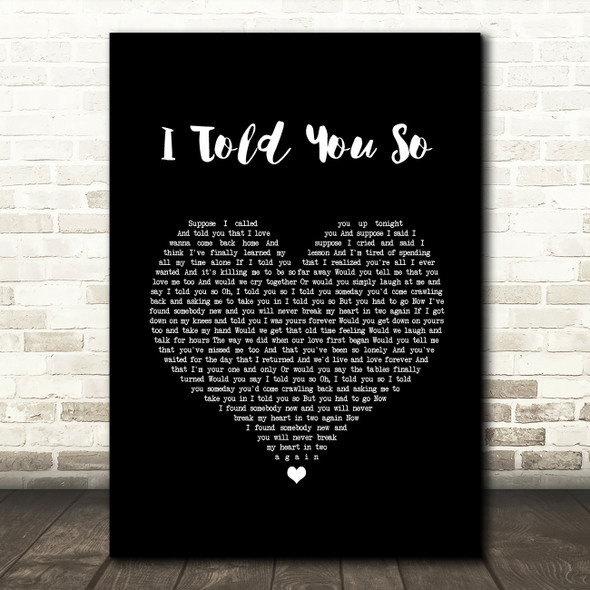 Carrie Underwood I Told You So Black Heart Song Lyric Quote Music Poster Print