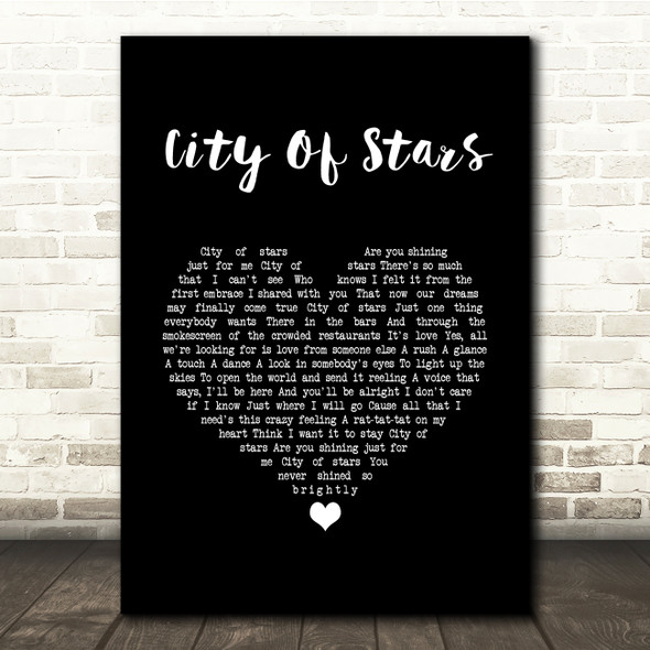 La La Land Cast City Of Stars Black Heart Song Lyric Quote Music Poster Print