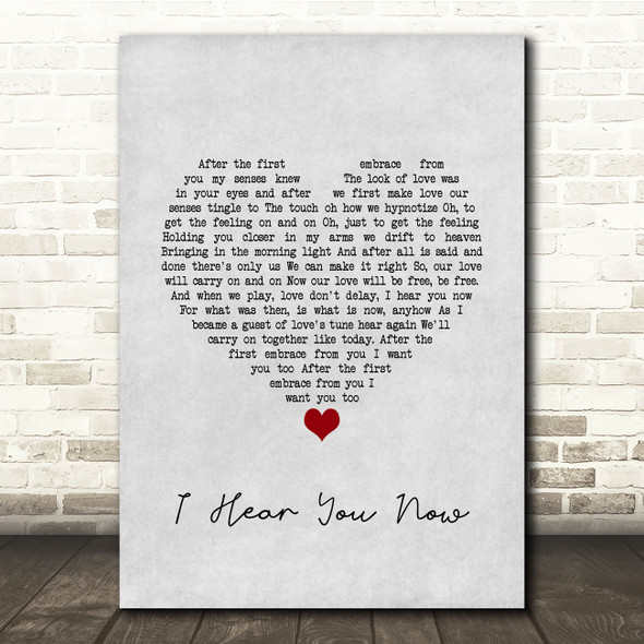 Jon & Vangelis I Hear You Now Grey Heart Song Lyric Quote Music Poster Print