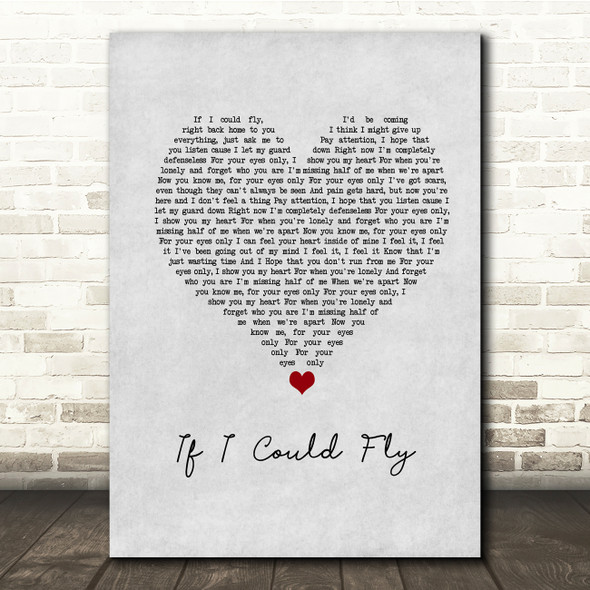 One Direction If I Could Fly Grey Heart Song Lyric Quote Music Poster Print