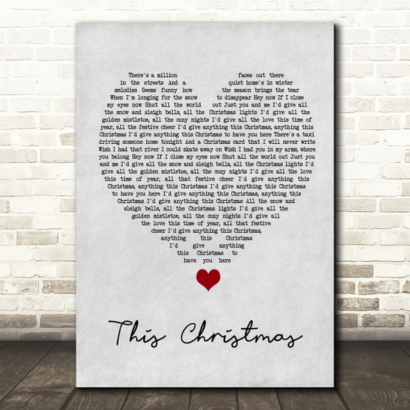 Oh Wonder This Christmas Grey Heart Song Lyric Quote Music Poster Print