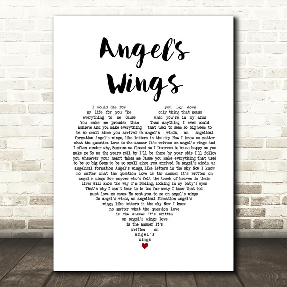 Westlife Angel's Wings White Heart Song Lyric Quote Music Poster Print