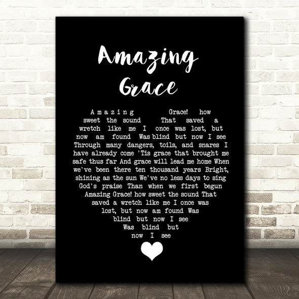 POONAM Amazing Grace Black Heart Song Lyric Quote Music Poster Print