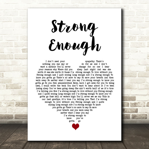 Cher Strong Enough White Heart Song Lyric Quote Music Poster Print