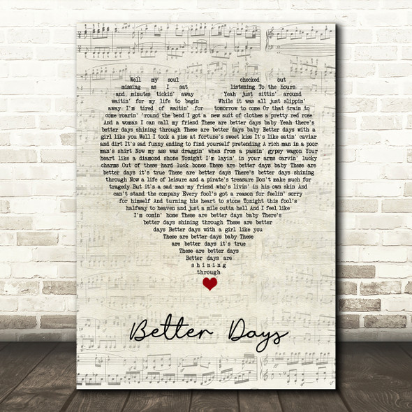 Bruce Springsteen Better Days Script Heart Song Lyric Quote Music Poster Print