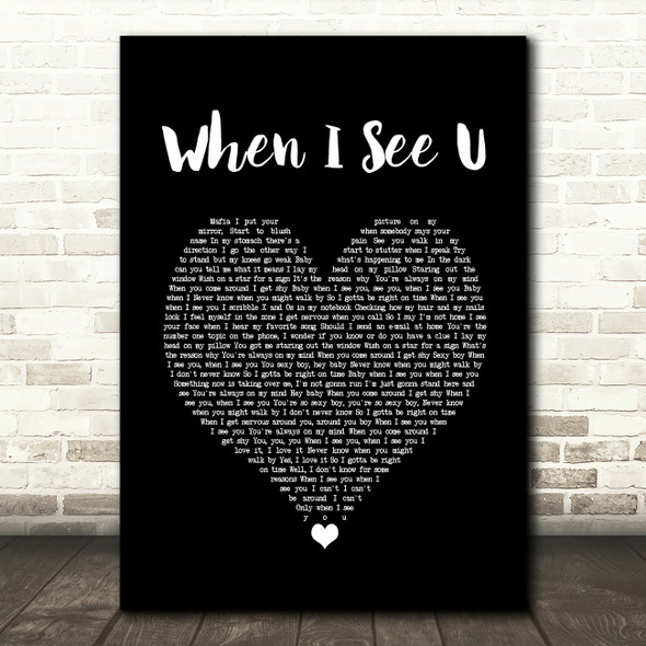 Fantasia Barrino When I See U Black Heart Song Lyric Quote Music Poster Print