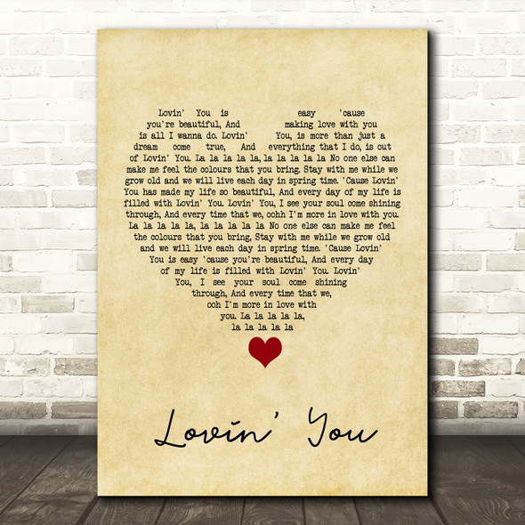Minnie Ripperton Lovin' You Vintage Heart Song Lyric Quote Music Poster Print