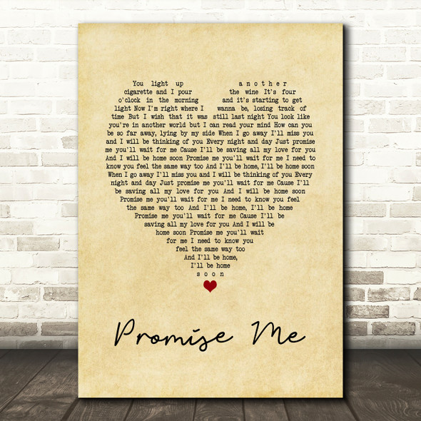 Beverley Craven Promise Me Vintage Heart Song Lyric Quote Music Poster Print