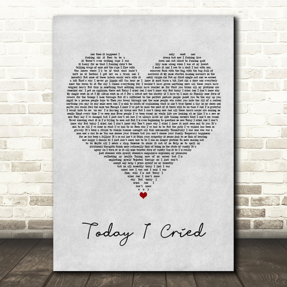 Professor Green Today I Cried Grey Heart Song Lyric Quote Music Poster Print