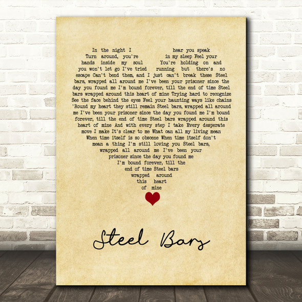 Michael Bolton Steel Bars Vintage Heart Song Lyric Quote Music Poster Print