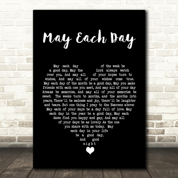 Andy Williams May Each Day Black Heart Song Lyric Quote Music Poster Print