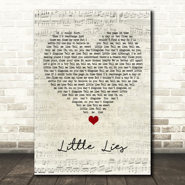 Fleetwood Mac Little Lies Script Heart Song Lyric Quote Music Poster Print