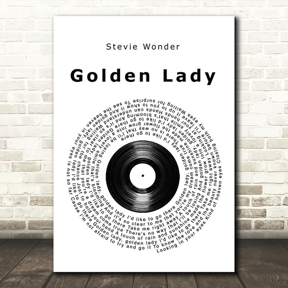 Stevie Wonder Golden Lady Vinyl Record Song Lyric Quote Music Poster Print