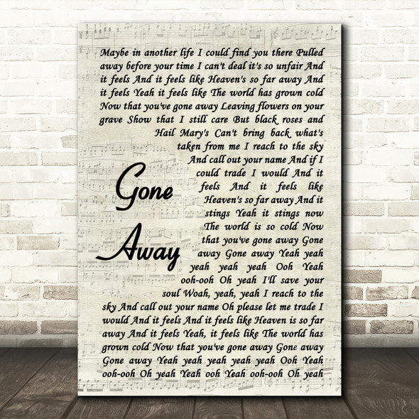 The Offspring Gone Away Vintage Script Song Lyric Quote Music Poster Print