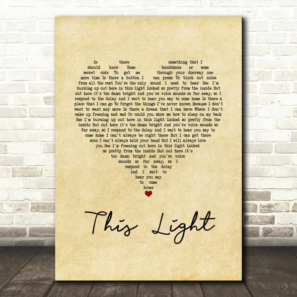 Dan Andriano This Light Vintage Heart Song Lyric Quote Music Poster Print