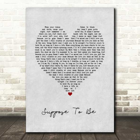 Brett Young Suppose To Be Grey Heart Song Lyric Quote Music Poster Print