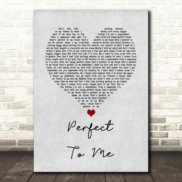 Anne-Marie Perfect To Me Grey Heart Song Lyric Quote Music Poster Print