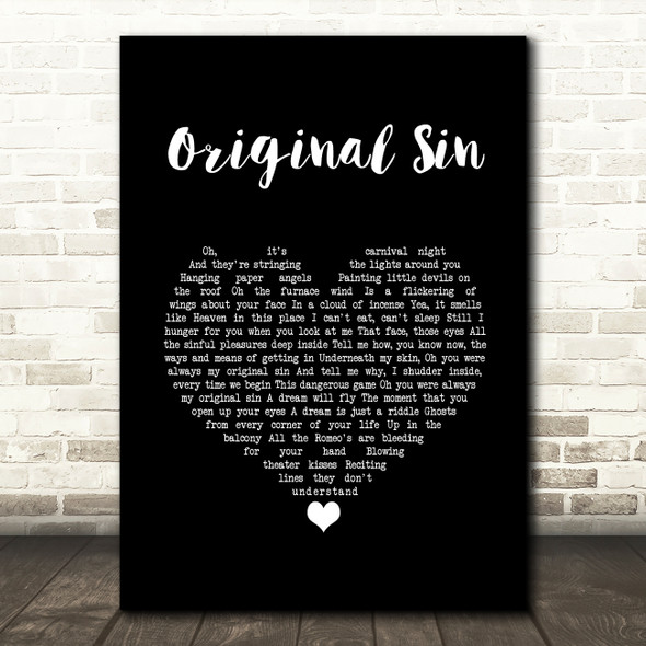 Elton John Original Sin Black Heart Song Lyric Quote Music Poster Print