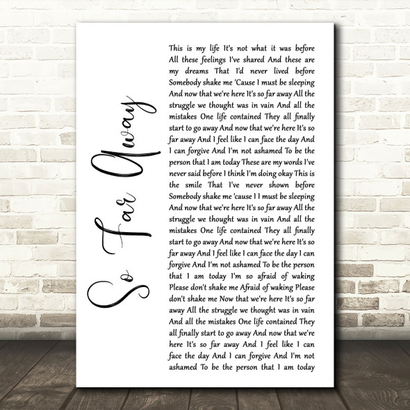 Staind So Far Away White Script Song Lyric Quote Music Poster Print