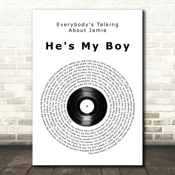 ETAJ He's my boy Vinyl Record Song Lyric Quote Music Poster Print