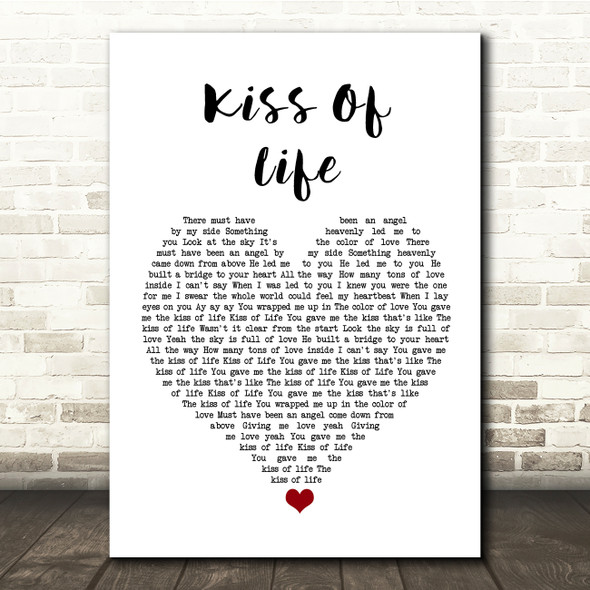 Sade Kiss Of Life White Heart Song Lyric Quote Music Poster Print