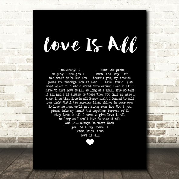 Engelbert Humperdinck Love Is All Black Heart Song Lyric Quote Music Poster Print