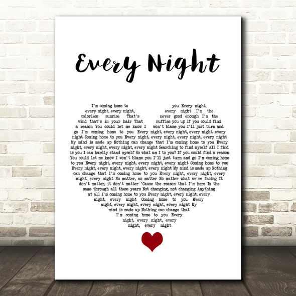 Imagine Dragons Every Night White Heart Song Lyric Quote Music Poster Print