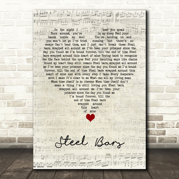 Michael Bolton Steel Bars Script Heart Song Lyric Quote Music Poster Print