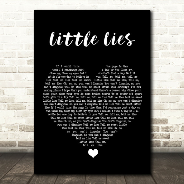 Fleetwood Mac Little Lies Black Heart Song Lyric Quote Music Poster Print