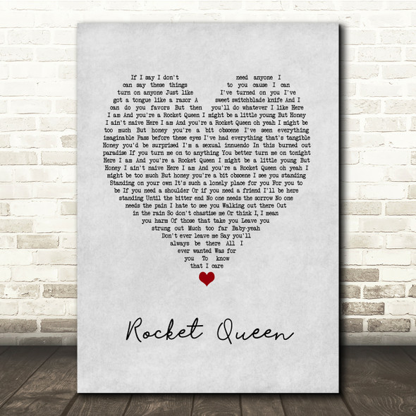 Guns N' Roses Rocket Queen Grey Heart Song Lyric Quote Music Poster Print