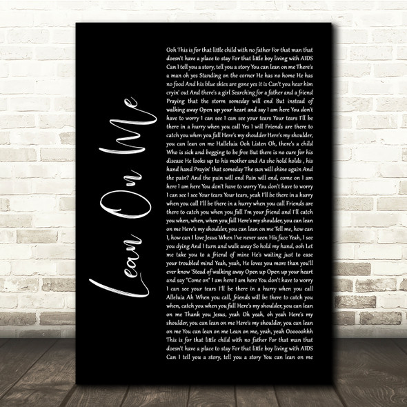 Kirk Franklin Lean On Me Black Script Song Lyric Quote Music Poster Print