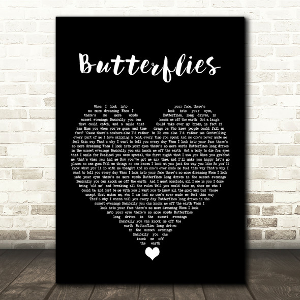 Lucy Spraggan Butterflies Black Heart Song Lyric Quote Music Poster Print