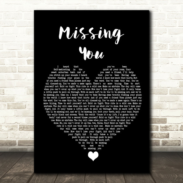 All Time Low Missing You Black Heart Song Lyric Quote Music Poster Print