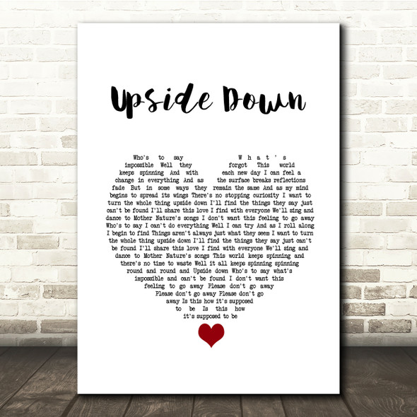 Jack Johnson Upside Down White Heart Song Lyric Quote Music Poster Print