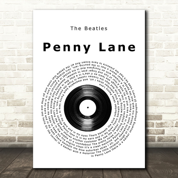 The Beatles Penny Lane Vinyl Record Song Lyric Quote Music Poster Print