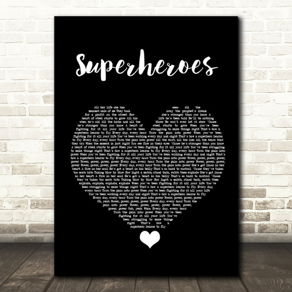 The Script Superheroes Black Heart Song Lyric Quote Music Poster Print