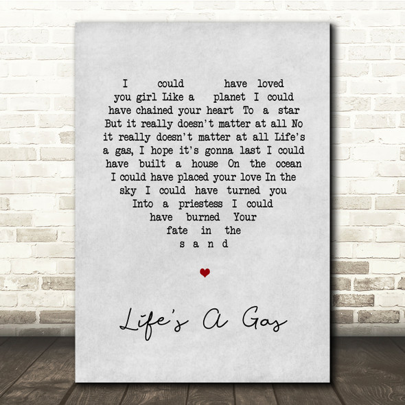 T. Rex Life's A Gas Grey Heart Song Lyric Quote Music Poster Print