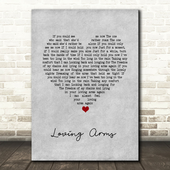 Paul Heaton & Jacqui Abbott Loving Arms Grey Heart Song Lyric Quote Music Poster Print
