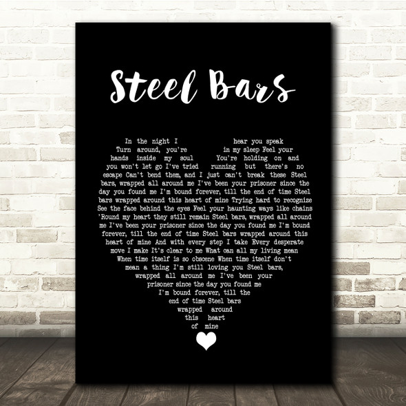 Michael Bolton Steel Bars Black Heart Song Lyric Quote Music Poster Print