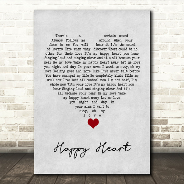 Andy Williams Happy Heart Grey Heart Song Lyric Quote Music Poster Print