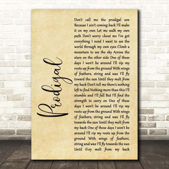 Blacktop Mojo Prodigal Rustic Script Song Lyric Quote Music Poster Print