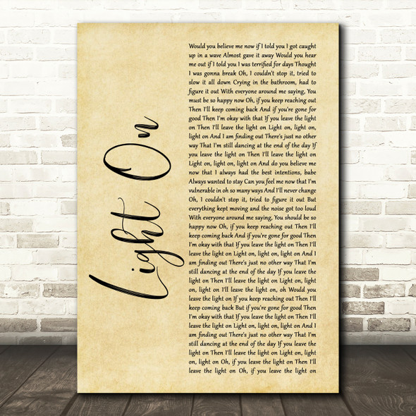 Maggie Rogers Light On Rustic Script Song Lyric Quote Music Poster Print