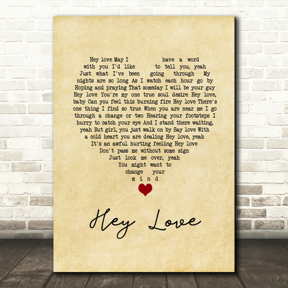 Stevie Wonder Hey Love Vintage Heart Song Lyric Quote Music Poster Print