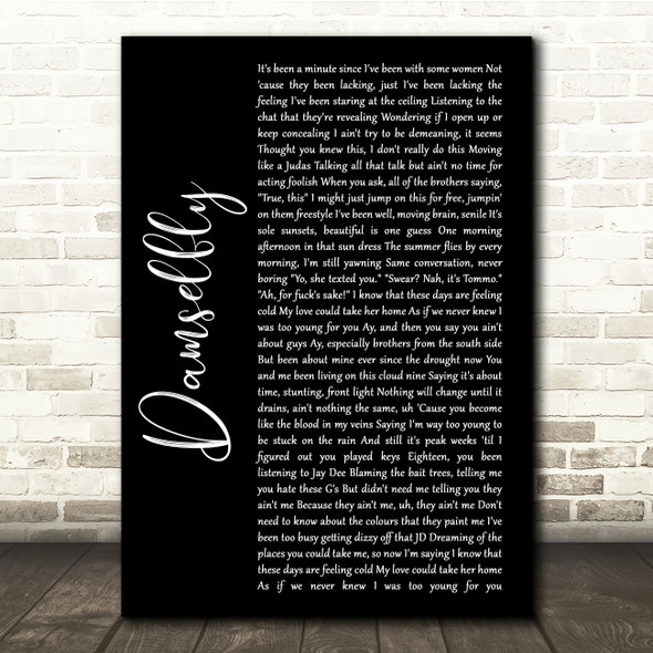 Loyle Carner Damselfly Black Script Song Lyric Quote Music Poster Print