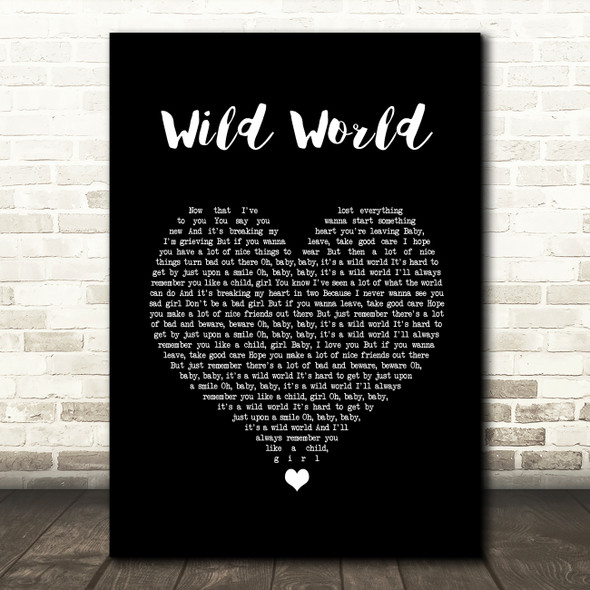 Cat Stevens Wild World Black Heart Song Lyric Quote Music Poster Print