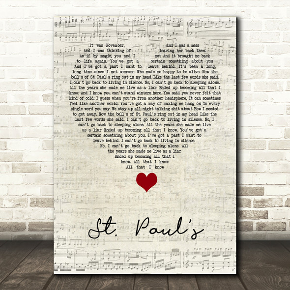 Deaf Havana St Paul's Script Heart Song Lyric Quote Music Poster Print