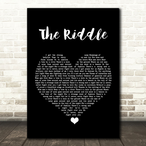 Nik Kershaw The Riddle Black Heart Song Lyric Quote Music Poster Print