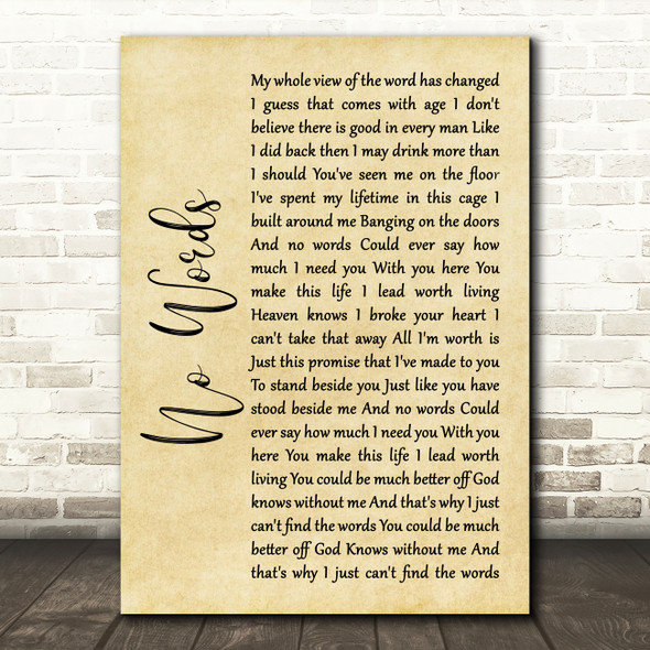 Cody Jinks No Words Rustic Script Song Lyric Quote Music Poster Print