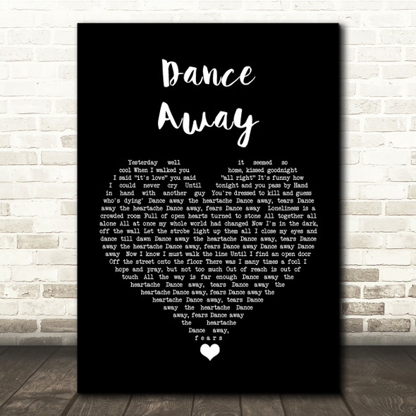 Roxy Music Dance Away Black Heart Song Lyric Quote Music Poster Print