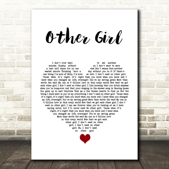 Filmore Other Girl White Heart Song Lyric Quote Music Poster Print